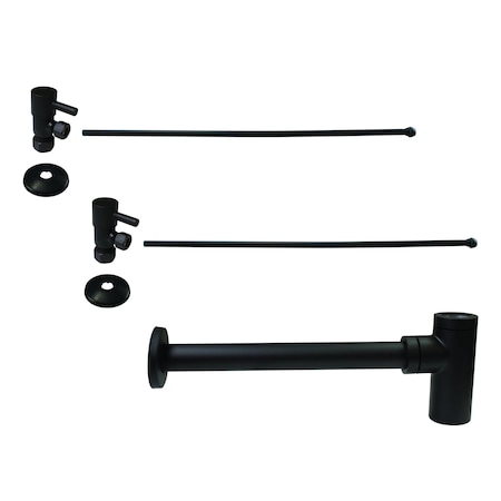 Westbrass Bottle Trap 1/4-Turn Lavatory Kit W/ Valves & Risers ORB D1438QRL-12